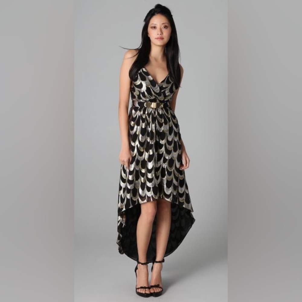 Milly Runway silk jacquard dress with metallic scallop pattern size 2 (NO BELT)